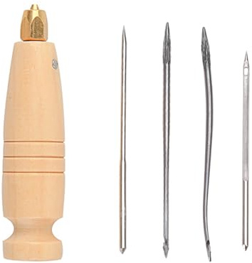 Itkcozcg 4 In 1 Awl Tool Sewing Tool Practical Crafting Tools Leather Sewing Awl Handle Scratch Awl Wood Pin Punching Hole Maker