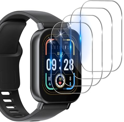 Funrae Protector de Pantalla para Xiaomi Redmi Watch 5 Active [4 piezas], Cristal Templado Protective Film [No Burbujas] [Anti-Arañazos] HD 9H Vidrio Templado Saver