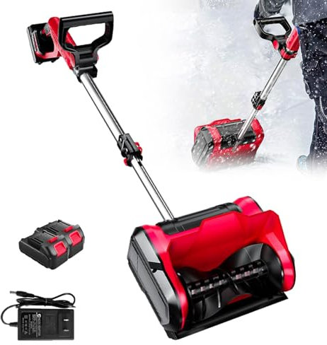 FJYAWEN Fraise à Neige sans Fil pour 20v Batterie, Souffleuse à Neige à Batterie Amovible, Largeur Déblaiement 32cm, Hauteur Déneigement 16cm, pour Le Déneigement des Routes Et des Ménages,B