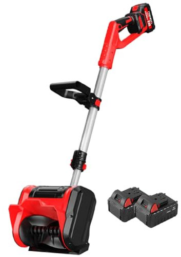 Pala da Neve Senza Fili, spazzaneve Elettrico Alimentato a Batteria con Impugnatura Regolabile, Larghezza di sgombero di 11, Potente Motore Senza spazzole, 2 batterie, 1 Caricatore