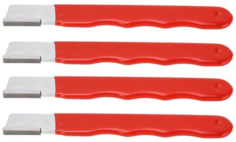 Affûteur D'outils de Jardin, Affûteur de Coupe à Poignée en Caoutchouc PVC avec Conception Antidérapante et Couvercle pour Cisailles à Tailler, Axes Machettes 4 Pièces (Rouge