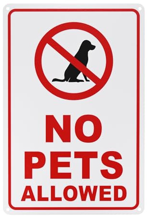 M METERXITY 1 Pcs Cartel De Prohibida La Entrada De Mascotas, 14 x 10 Pulgadas Sin Óxido De No Se Permiten Perros Para Negocios Cartel De Aluminio [Rojo Sobre Blanco]