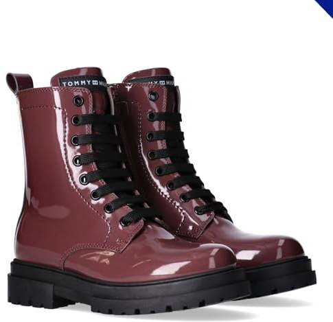 Tommy Hilfiger, Botín cierre con cremallera y cordones para niñas, Kessy, Bordeaux, 37