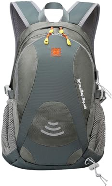 PORRASSO Wanderrucksack Wasserdichter Rucksack 20L Leichter Reiserucksack Daypack Hiking Backpack für Damen Herren Trekking Radfahren Klettern Reisen Sport Grau