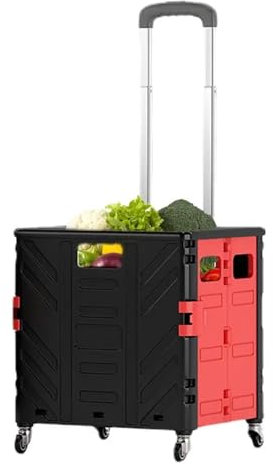 Trolley Foldable Rolling Crate Shopping Trolley Outdoor Draw Bar Box Heavy Duty Folding Box Basket Rolling Tote With Wheels For Camping, Festival, Garden & Pallet Truck Trans(As show 4 Wheels M-01)