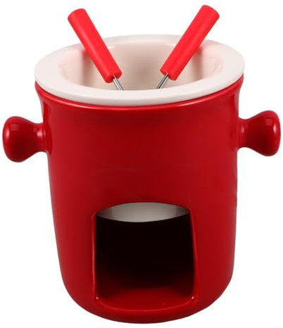 PRETYZOOM 1 Juego Taza de Fondue de Cerámica para Chocolate con Tenedores para Reuniones de Invierno y Momentos Dulces Familia
