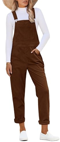 Roskiky Ladies Jumpsuits Overalls Womens Casual Overalls For Women Loose Fit Friar Brown S