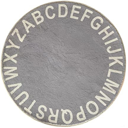 Mikinona Runder Kinderteppich aus Baumwolle Spielteppich für Junge Mädchen und Junge Mädchen Bodenmatte mit Alphabet-design Krabbelteppich für Kinderzimmer