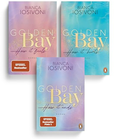 Golden Bay Reihe von Bianca Iosivoni (How it feels, How it hurts, How it ends) – New Adult Liebesroman Set Golden Bay Band 1-3 – inkl. exklusivem Lesezeichen – romantische Buchreihe im Taschenbuch-Set