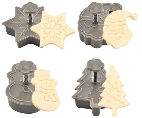 4 Stück Ausstechformen Weihnachten,Plätzchenausstecher Weihnachten,Ausstecher PläTzchen Stempel,Kinder Keks Keksausstecher,Weihnachtsausstecher Formen Klein Set,Ausstechform Cookie Kekse,Weihnachts