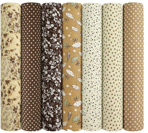 FENGCHUANG 7 PCS Tessuto 50 x 50cm Patchwork Cotone Tessuto, Cucito Creativo Stoffe a Metro Materiali per Hobby Creativi Artigianato Fai da te e Decorazioni per la casa