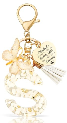 Anruzon Schlüsselanhänger Mädchen Buchstabe - Schlüsselanhänger mit Anfangsbuchstaben Schlüssel Anhänger - Einschulung Geschenk - Keychain Geschenk für Kinder, Mädchen, Frauen