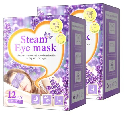 Heated Eye Mask 24 Packs, Lavender Steam Eye Mask | Disposable Heated Sleep Eye Mask for Dry Eyes, Dark Circles, Puffy Eyes, Puffiness