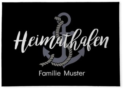 fotobar Fußmatte personalisiert Heimathafen - Geschenkidee für Familie, Küstenliebhaber, zum Einzug - Fussmatte mit Namen Bedruckt Heimathafen 70 x 50 cm