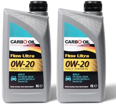 Carbo Oil® Motoröl 0W20 VW 508/509 (2 x 1L) – Vollsynthetisch, Kraftstoffsparend, schneller Kaltstart, lange Ölwechselintervalle – Motorenöl für Autos, VW, Audi, 0W20 Öl – Made in Germany