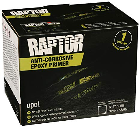 UPol Raptor Anti Corrosive Epoxy Primer Grey 1 litre Kit plus Hardener