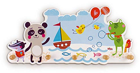 Dida - Animalitos en la Playa, Perchero de Pared para Niños, Colgador de Pared de Madera para la Habitación Infantil, Estilo Montessori, Solución Funcional para Organizar y Decorar Espacios Infantiles