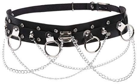 Hellery Damen Punk-Jeansgürtel Nieten Rock Gürtel Hosengürtel für Vereinskleidung, Kostümparty, Halloween, Schwarz, 95 cm