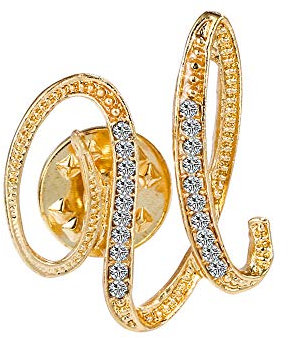 Anfangsbuchstaben-Brosche, kleine Anstecknadel, Krawattennadel, Name, personalisiertes Geschenk für Mädchen, Frauen, Männer, Jungen, Gold A-Z, Zirkonia, Strass, keine Angabe