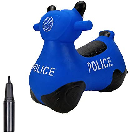 BOUNCEZIEZ Inflatable Animal Bouncy Ride On Hopper (Pump Included) (Blue Police Car)