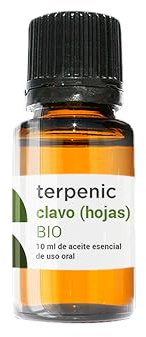 TERPENIC - Aceite Esencial de Clavo Hojas (Eugenia caryophyllus) - BIO - 10 ml - Uso Oral - Aroma especiado intenso y natural