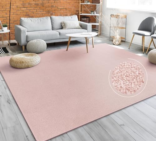 Paco Home Teppich Wohnzimmer Schlafzimmer Esszimmer Kurzflor Moderne Optik Einfarbig Pastell, Grösse:80x250 cm, Farbe:Rosa