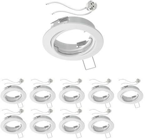 ledscom.de 10x tak infällnadsram FERE infällnadsram vit matt svängbar (LED/halogen/MR16/50mm) inkl. GU5,3 uttag