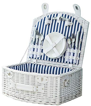 Picknickkorb mit großer Kapazität im Freien Picknickkorb-Rattanpicknickkorbisolierungpicknickkastenpicknickkostladen-Westkorb mit Deckelspeicherkorb Picknickkörbe Set Geschenk für Jungen Mädchen