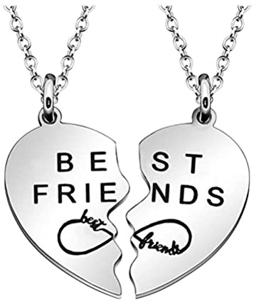 MiaLover 1 Paare Edelstahl Freundschafts Halskette BFF Kette Freundschaftsketten Best Friend Forever Halskette Partner Schmuck für Besten Freunde Geschenke
