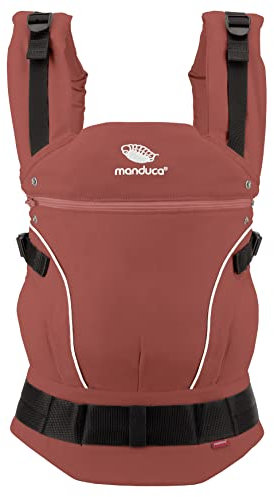 manduca First Babytrage - Verstellbarer und vielseitiger Tragesitz für Babys und Kleinkinder (3,5-20 kg) - Babytrage mit Front-, Hüft- und Rückentragefunktion ,Rouge