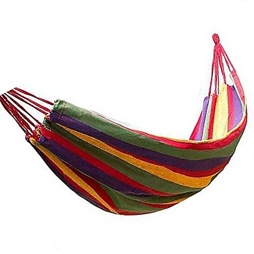 MYSUNBAR Outdoor-Hängematte aus Baumwolle, Anti-Roll-Design, Camping-Hängematte für 2 Personen, extra groß, 280 x 100 cm, verdicktes, strapazierfähiges Segeltuch-Baumwoll-Hängematte