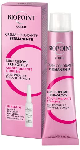 Biopoint Color - Crema Colorante Permanente con Fiala Hyaluplex Serum, Tinta per Capelli con Acido Ialuronico, Nutre, Idrata e Dona un Colore Brillante e Intenso, 60 ml