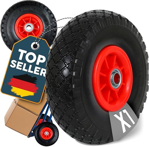 Frosal PU Rad Sackkarre 260 mm 3.00-4 | 20 mm Achse | Kugellager | Sackkarrenrad Vollgummi | Ersatzrad Bollerwagen pannensicher | Reifen (1)