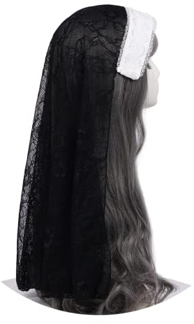 BPURB Damen Nonne Cosplay Kopfbedeckung Zubehör Halloween Kostüm Nonne Hut für Karneval Party Rolle Paly
