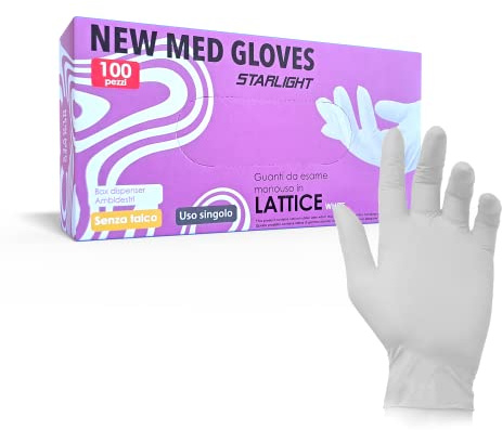 general merchandising 100 guanti in LATTICE Taglia L senza polvere, ipoallergenici, certificati CE | Guanti per alimenti Guanti Medici monouso (100 L)