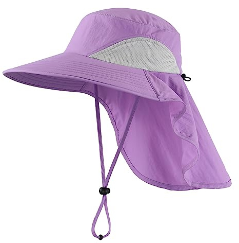 Magracy Herren Damen Outdoor-Sonnenhut mit Nackenklappe breiter Krempe Netzstoff UV-Schutz Hut Angelhüte