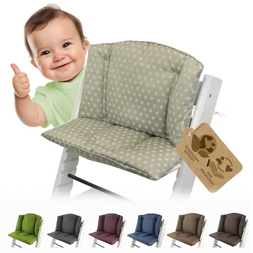 Ersatzbezug Sitzkissen kompatibel mit Stokke Tripp Trapp (Sterne hellgrau) | Bezug Kissen-Set Sitzverkleinerer, Mod. 1