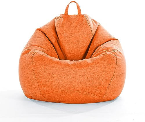 FANSU Bean Bag Cover Without Filling, Linen Solid Colours Gaming Bean Bag Chair for Adult Kids, Premium Highback Beanbag Seat Stuffed Animal Toy Storage Lazy Sofa (S,Orange)