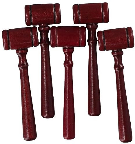 dohobby 5 mini mazos de madera, martillos de juez de utilería, mazo de sala de tribunales, subasta de juez de abogado
