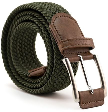 CINTURONTOP Cinturón Trenzado en Cuero y Tela Ajustable para Hombres y Mujeres, Ajuste Flexible