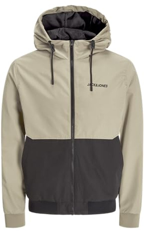 JACK&JONES PLUS JJERUSH Bomber Noos PLS Veste Bomber à Capuche pour Homme, coriandre/détail : Noir/Blanc, 4XL, Coriandre - Détails : Noir/Blanc, XXXXL