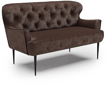 CAVADORE 2-Sitzer Küchensofa Amba, Trendige Sitzbank für Küche oder Esszimmer / 153 x 97 x 87 / Hochwertiges Mikrofaser: Braun