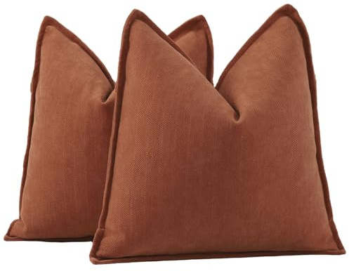 MADIZZ Texturerade Chenille Rost Kuddfodral Set med 2 St Supersoft Dekorativa Kuddfodral Boemiska Kuddöverdrag Modern Hem Dekor för Soffa Sovrum 60x60 cm