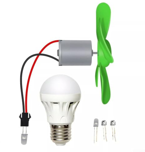 SPORTARC Mini motor de turbina eólica, generador de energía eólica, generador de energía alternativo, kit de bricolaje LED (con Blub)
