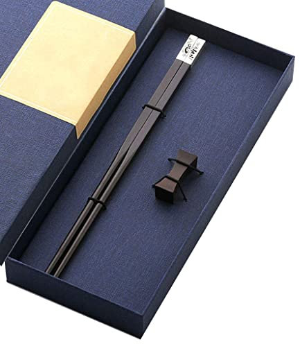 Set regalo di bacchette giapponesi in legno con custodia, bacchette riutilizzabili, bacchette cinesi di lusso in legno naturale, bacchette per sushi antiscivolo, bacchette lavabili in lavastovigl