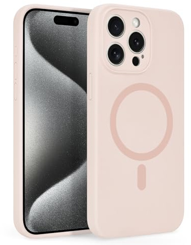 Newseego Custodia per iPhone 15 Pro Max [Compatibile con Magsafe], Cover Protettiva per Tutto il Corpo per Ragazze e Donne in Silicone Liquido Sottile e Magnetica Antiurto per iPhone 15 Pro Max-Rosa