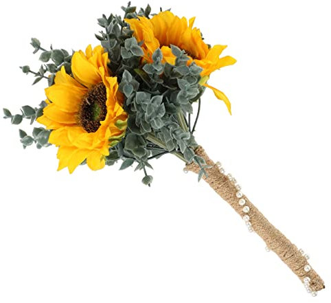 CORHAD Künstlicher Sonnenblumen Brautstrauß Lebensnahe Deko Für Hochzeiten Feiern Für Romantische Anlässe Fotografie Hochwertige Kunstblumen Mit Langer Haltbarkeit