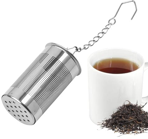 Colino per tè sfuso, infusore per tè sfuso, filtro per tè sfuso, riutilizzabile in acciaio inox, infusore per tè a maglia fine, infusore da cucina, infusore per tè a più ripida con gancio a