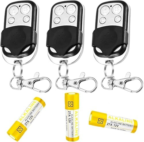 3 Telecomandi Cancello Universali Autoapprendenti Codice Fisso con Frequenza 433.92 Mhz con 3 Batterie gratis