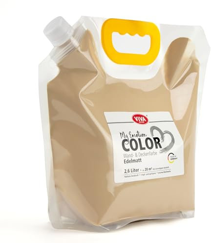 Viva Decor Peinture murale et plafond 2,6 l – Sécurité chaude – Beige mat – Haute couverture – Inodore et anti-gouttes – Salon, chambre à coucher